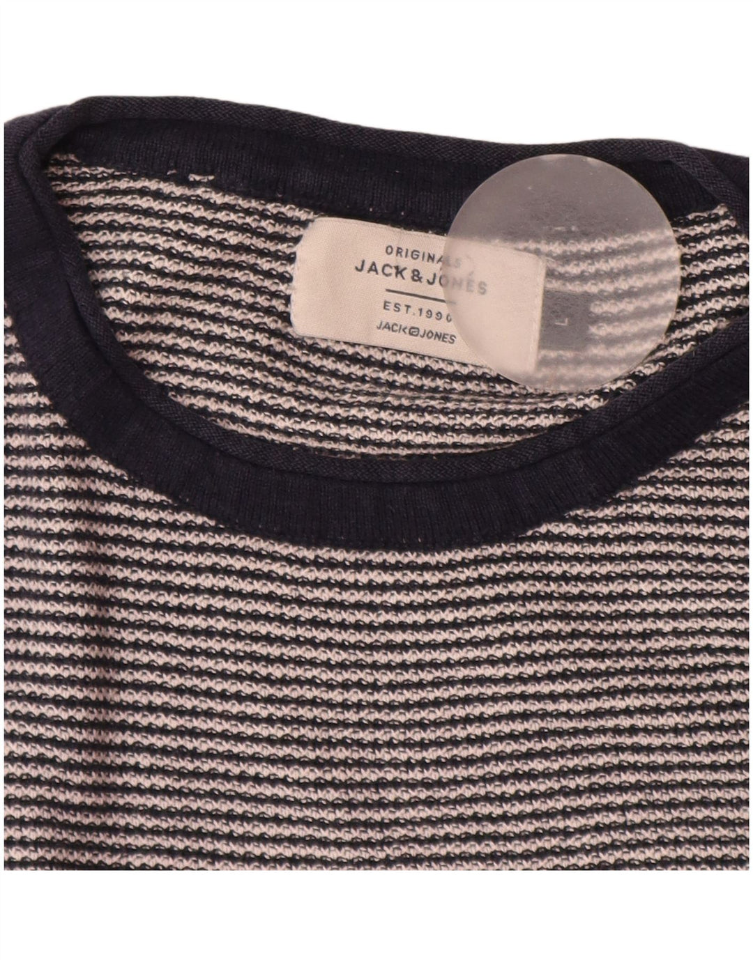 Jack & Jones Herren-Pullover mit Rundhalsausschnitt, groß, marineblau gestreift