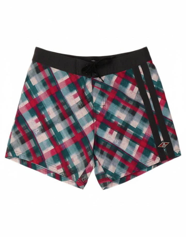 BEAR Mens Swimming Shorts Medium Green Check Polyester Vintage Bear and Second-Hand Bear from Messina Hembry 