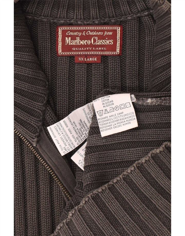 Marlboro Classics Herren-Cardigan-Pullover 2XL aus grauer Baumwolle