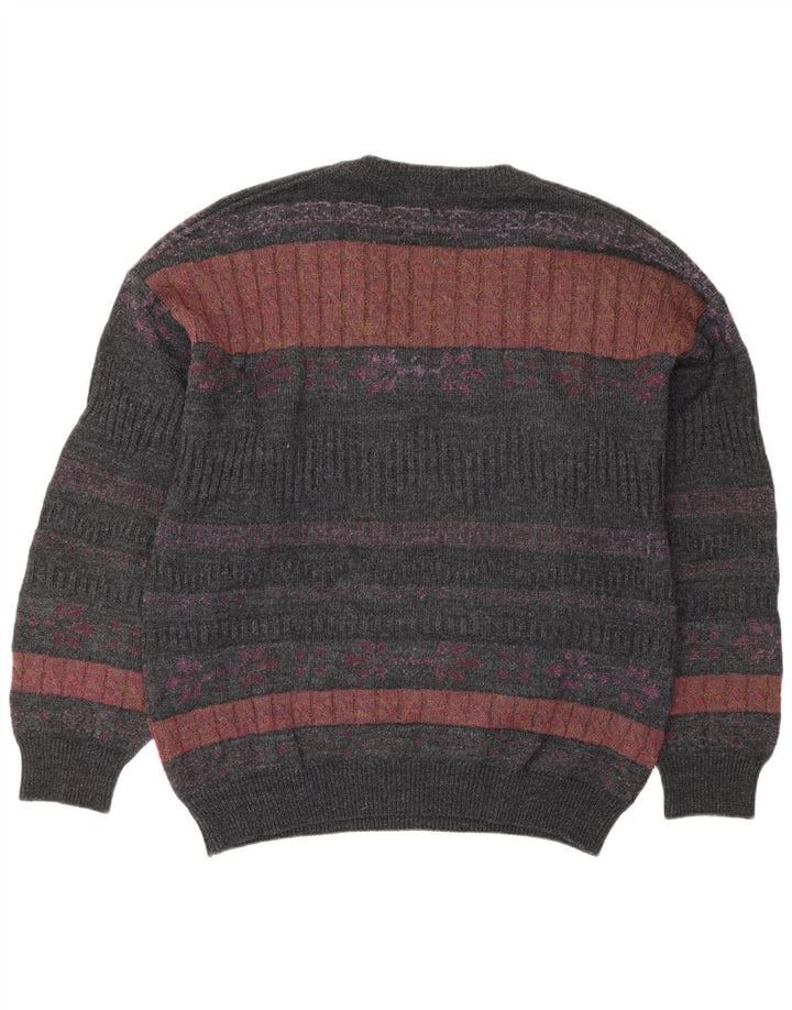 Il Granchio Herren-Pullover mit V-Ausschnitt, Größe L, Grau, Fair Isle