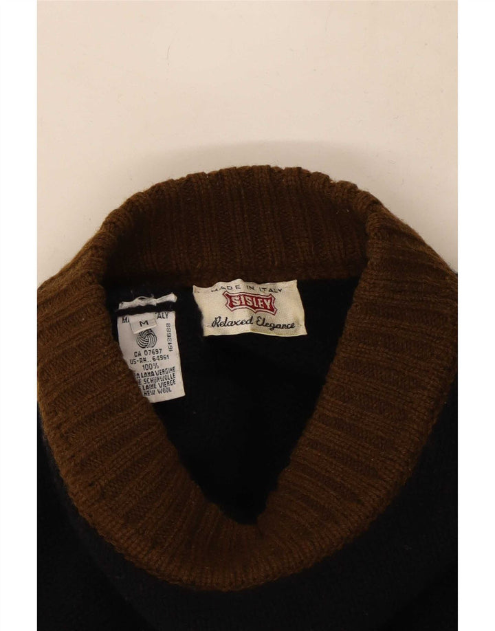 Sisley Herren-Pullover mit Rollkragen, mittelschwarz, Fair-Isle-Wolle
