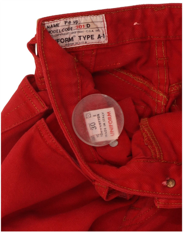 Uniform Damen-Jeans mit hoher Taille, W30, L29, rote Baumwolle