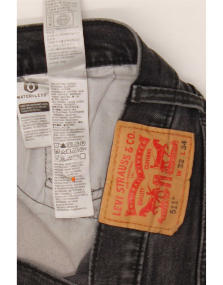 Levi's Herren 511 Slim Jeans W32 L34 Schwarze Baumwolle