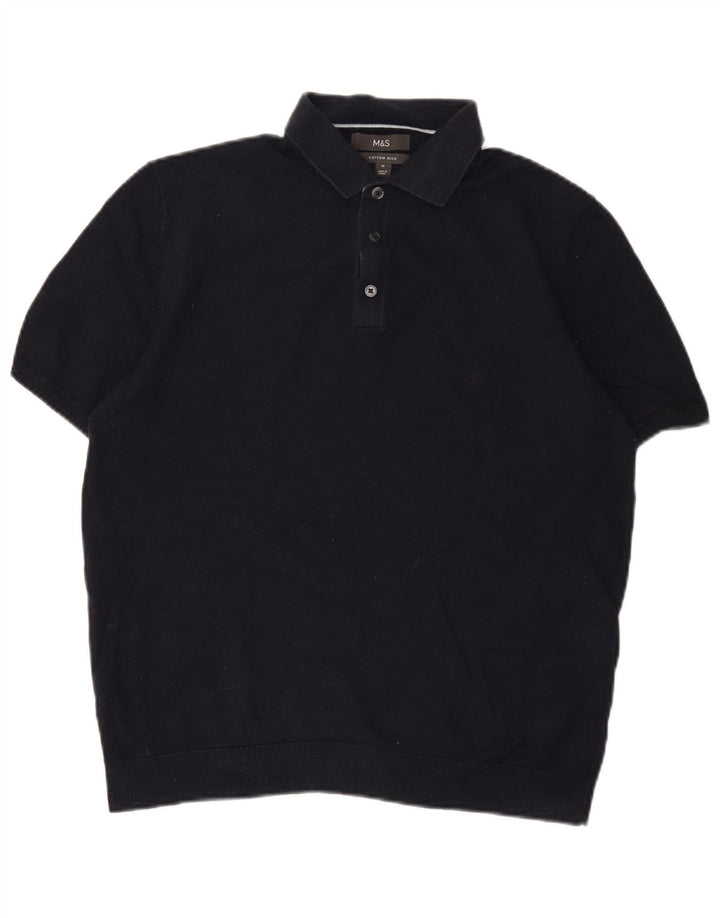 Marks & Spencer Herren-Poloshirt, mittelmarineblaue Baumwolle