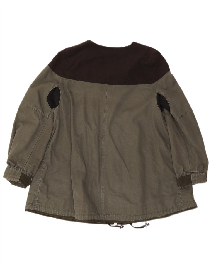 Zara Damen Utility-Jacke UK 10 Small Khaki Colourblock Viscose