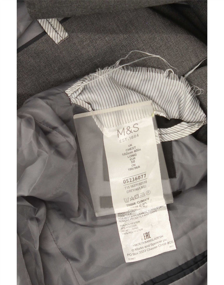 Marks & Spencer Herren-Blazer mit 2 Knöpfen, UK 40, Mittelgrau, Polyester