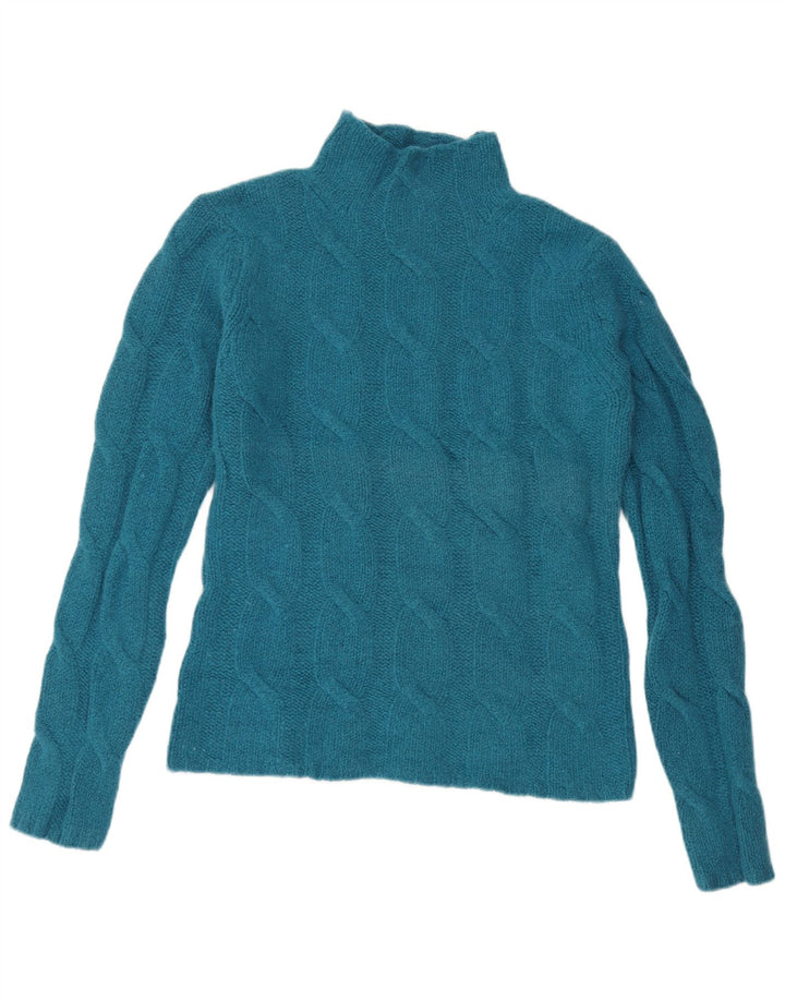 EDDIE BAUER Damen Rollkragenpullover Pullover UK 14 Mittelblaue Lammwolle