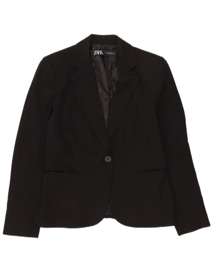 Zara Damen 1-Knopf-Blazerjacke EU 38 Small Schwarz