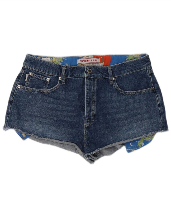 SUPERDRY Distressed Denim-Shorts für Damen, W32, Größe L, Blau, Baumwolle