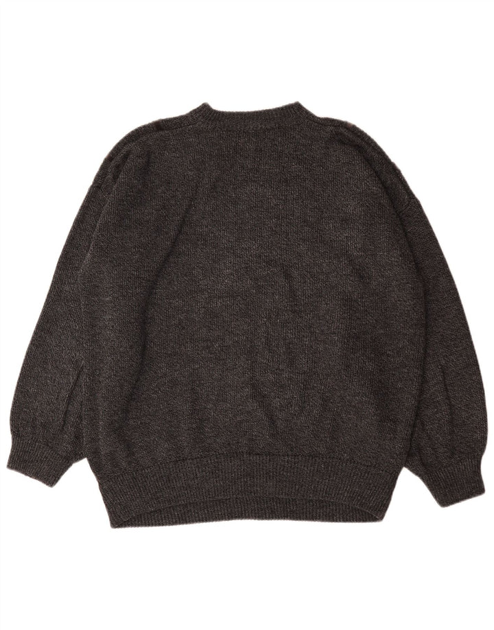 Vintage Herren Rundhalspullover Pullover 2XL Grau gestreift