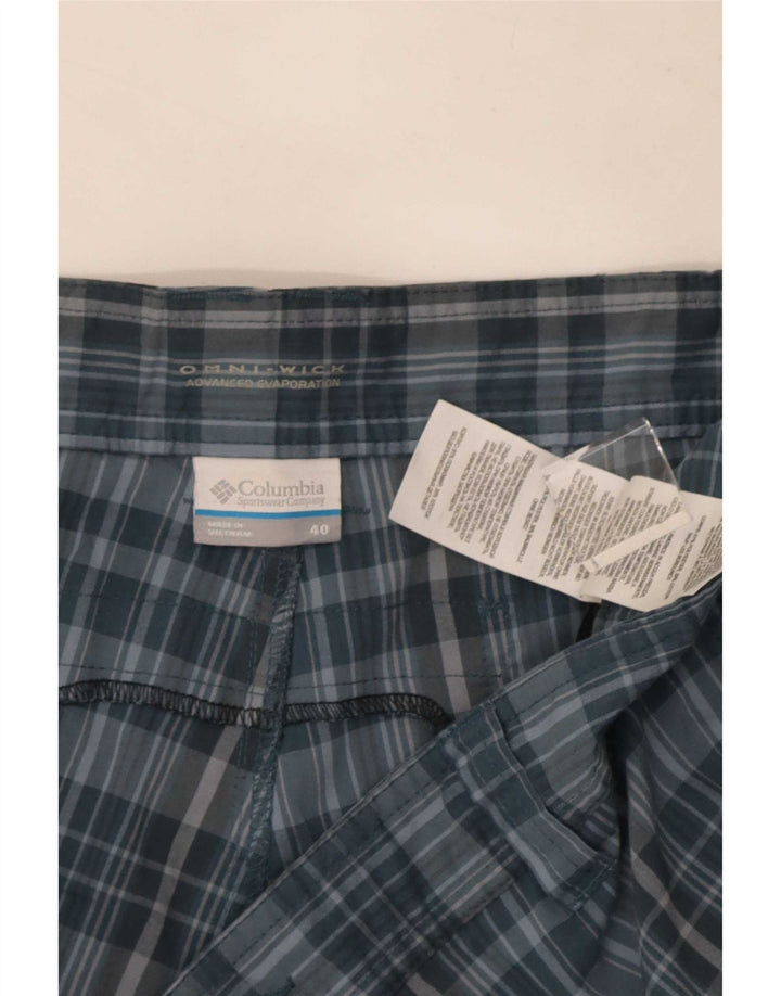 Columbia Herren Cargo-Shorts W40 XL Blau kariertes Polyester