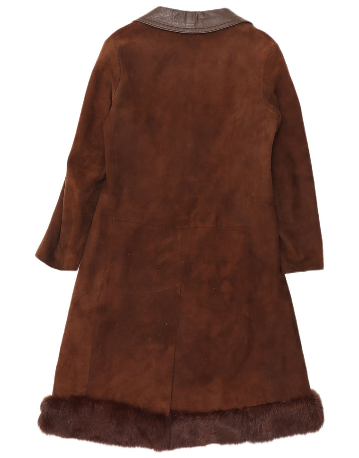 Vintage Damen Wildledermantel UK 8 Small Brown