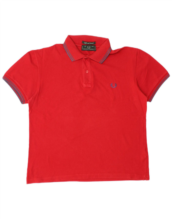 Leichtes und dehnbares Herren-Poloshirt aus mittelroter Baumwolle von Fred Perry