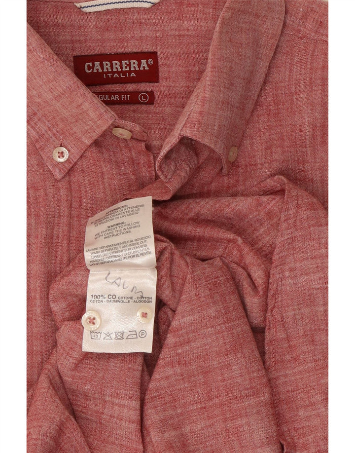 Carrera Herren-Hemd, kurzärmelig, normale Passform, groß, rot gesprenkelte Baumwolle