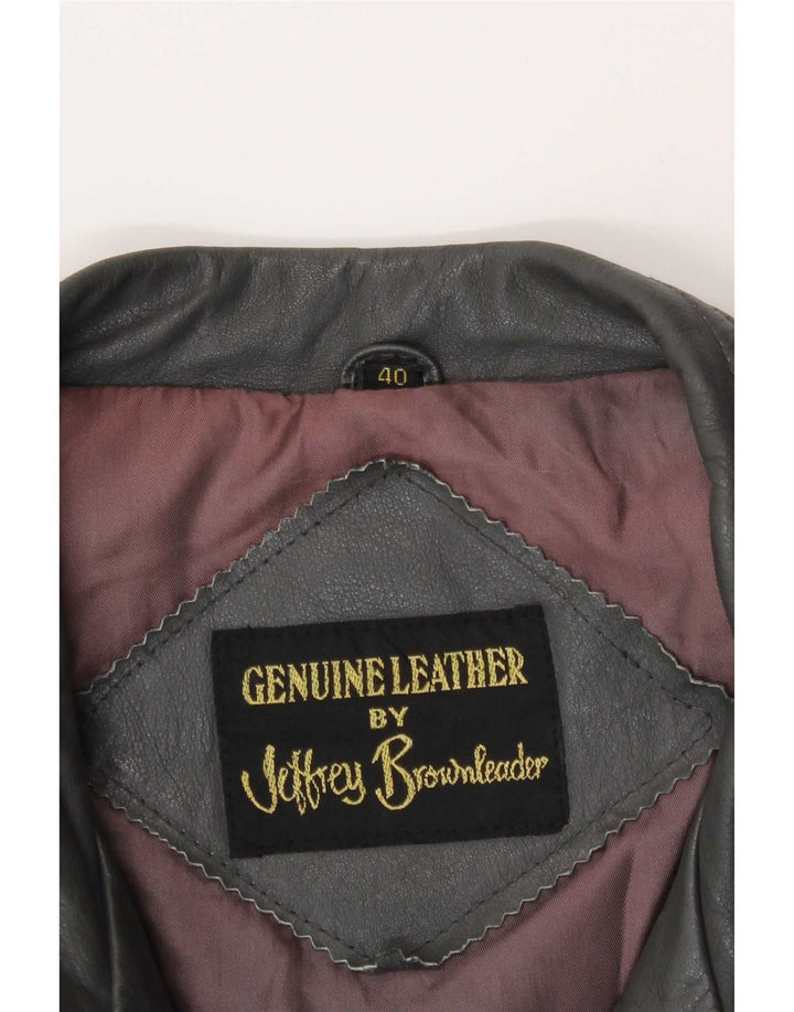 Jeffrey Brownleader Herren Lederjacke UK 40 Large Grau