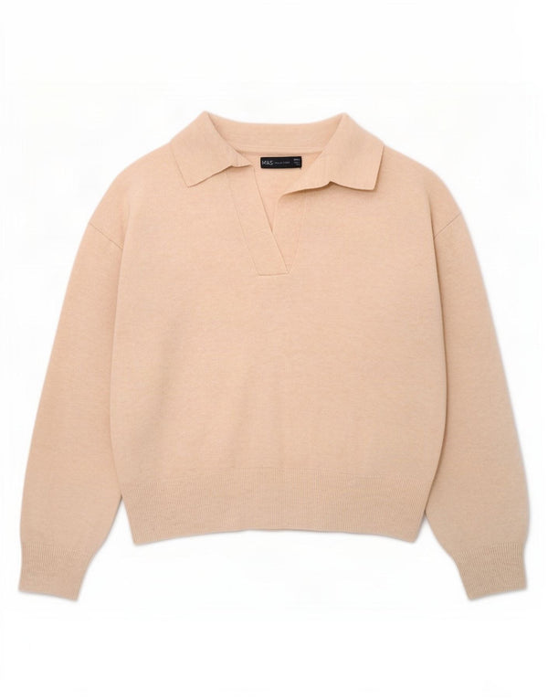 Marks & Spencer Damen-Pullover, übergroß, Rollkragenpullover, Gr. 10, Größe S, Beige