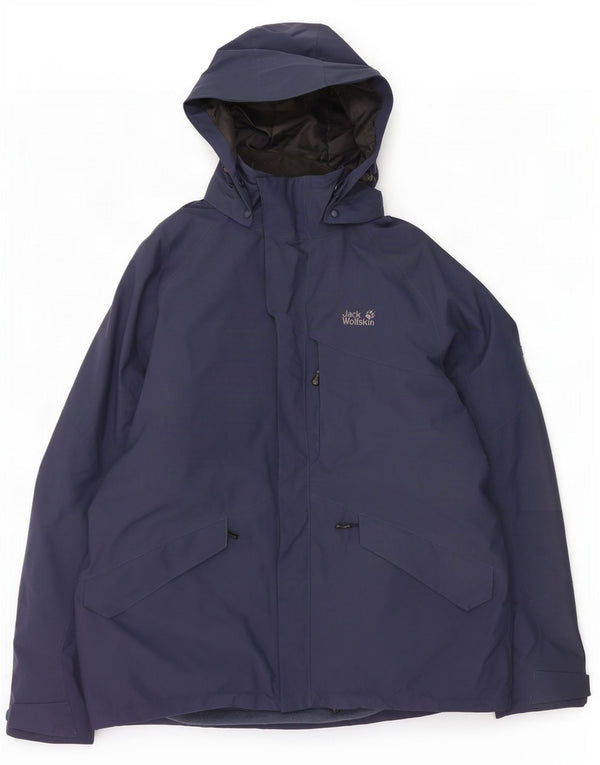 Jack Wolfskin Herren-Windbreakerjacke mit Kapuze, UK 48 2XL, Marineblau, Polyester