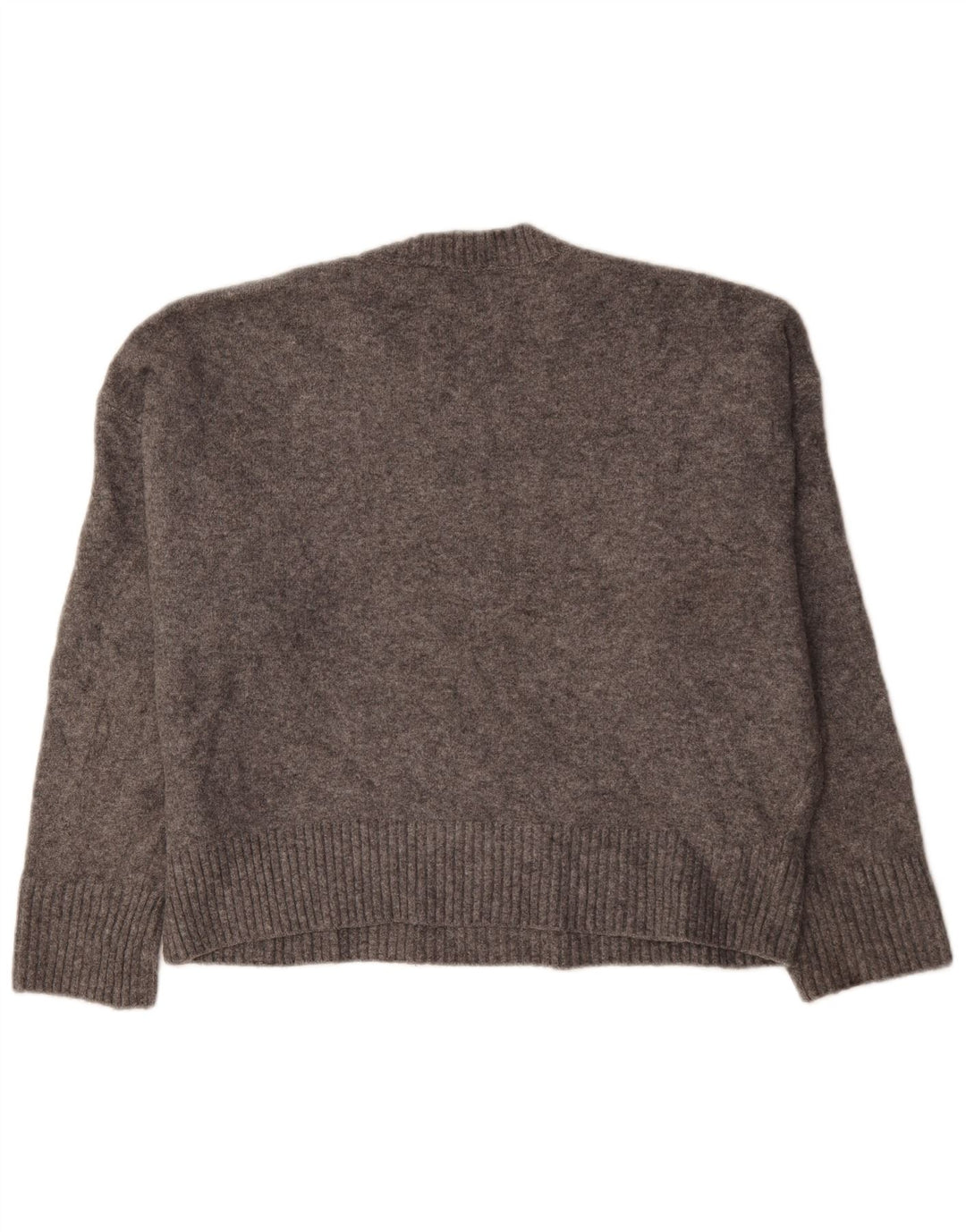 Zara Damen-Pullover, übergroß, Rundhalsausschnitt, Gr. 40, Größe L, Grau, Acryl