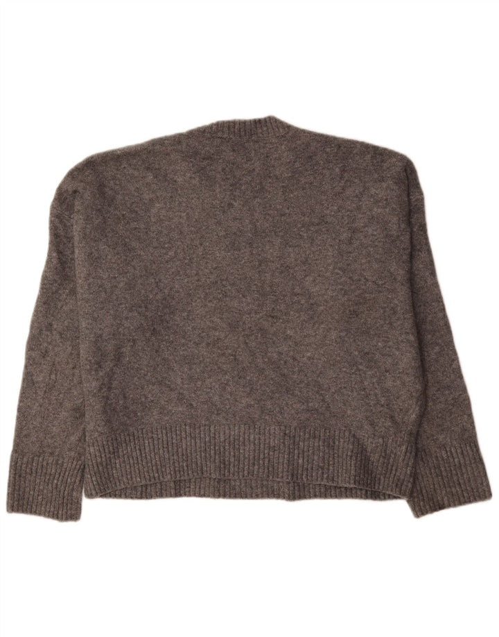 Zara Damen-Pullover, übergroß, Rundhalsausschnitt, Gr. 40, Größe L, Grau, Acryl