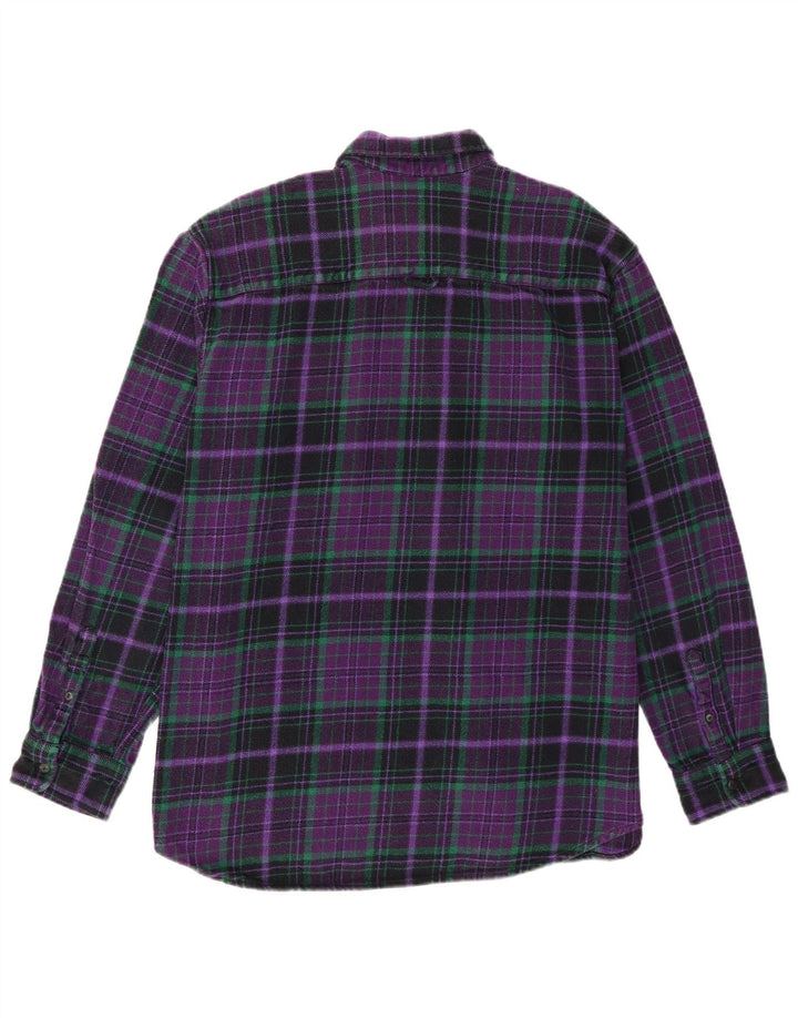 Pull & Bear Herren-Flanellhemd XL, lila kariert, Baumwolle