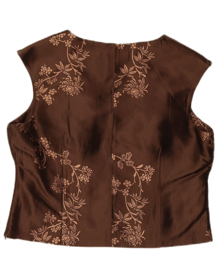ANTONIO D'ERRICO Damen Crop Bluse Top UK 16 Large Brown Floral