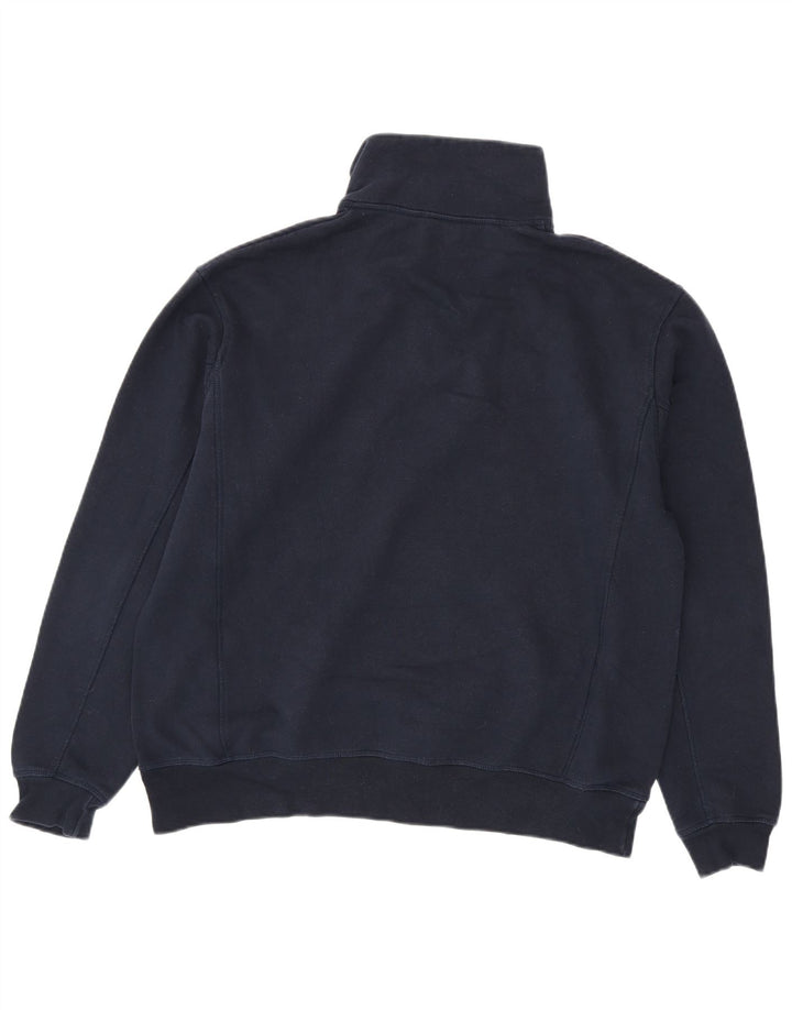 Zara Herren-Sweatshirt mit Reißverschluss am Hals, groß, marineblaues Polyester