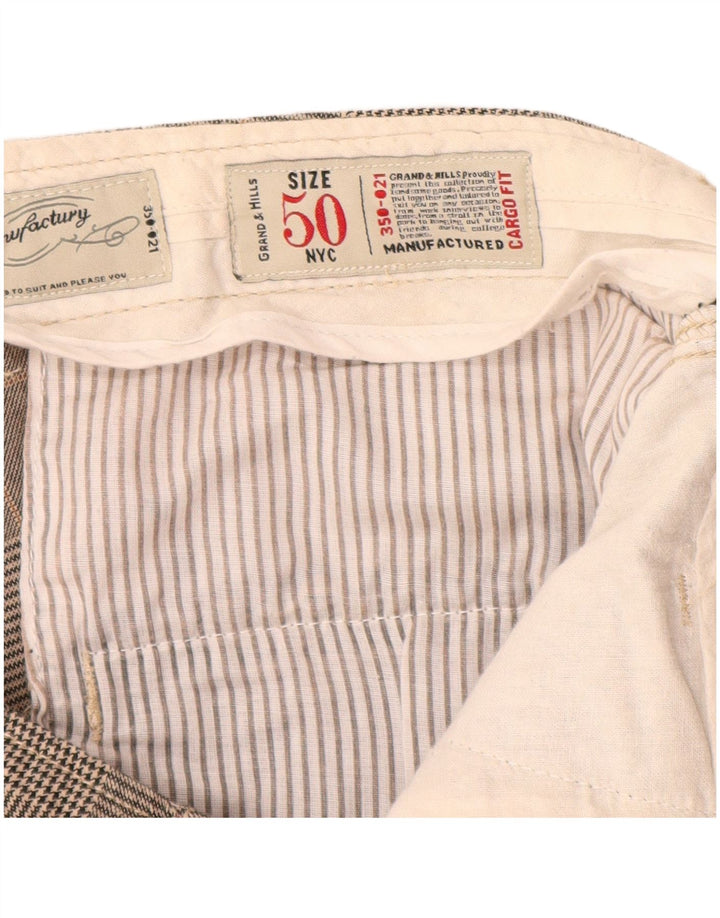 GRAND & HILLS Herren Slim Cargohose IT 50 Large W34 L33 Grau kariert