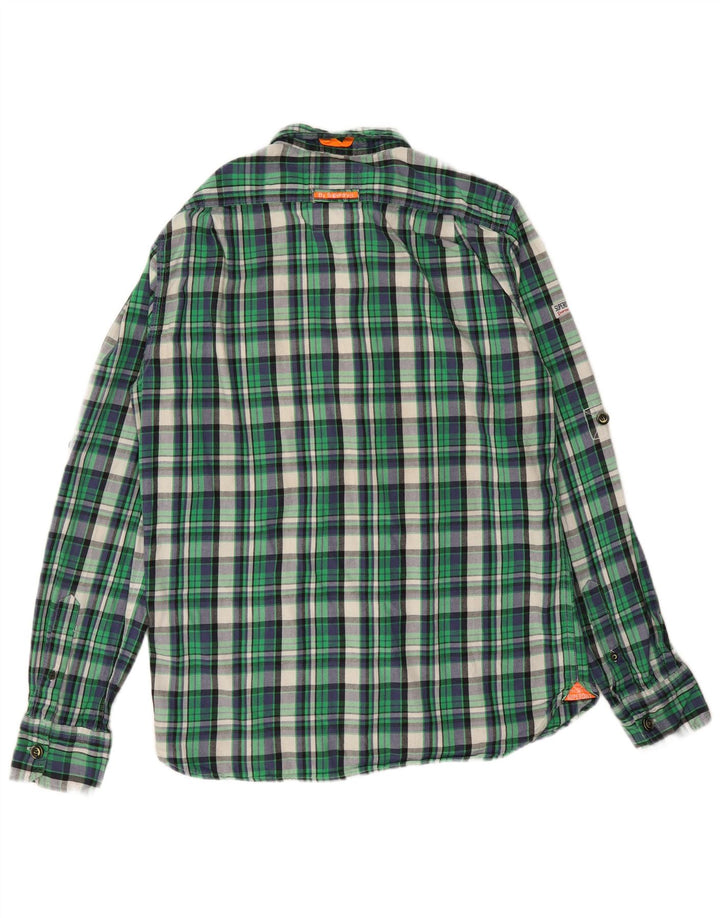 SUPERDRY Herren-Flanellhemd XL, grün kariert, Baumwolle