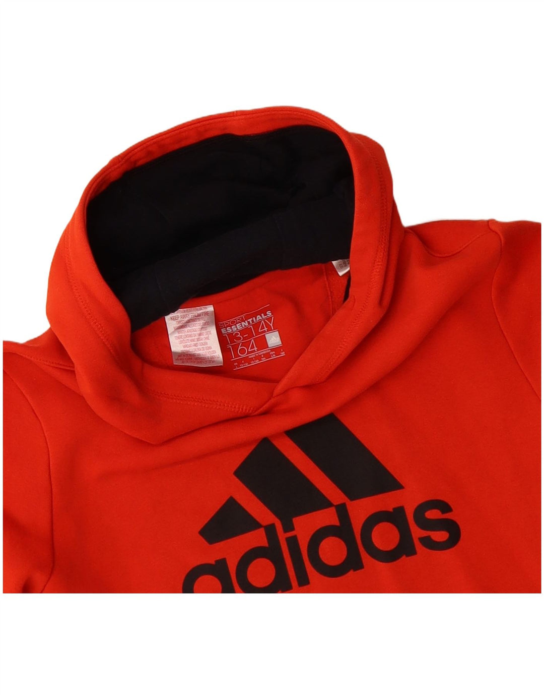 ADIDAS Boys Graphic Hoodie Jumper 13-14 Years Orange Polyester