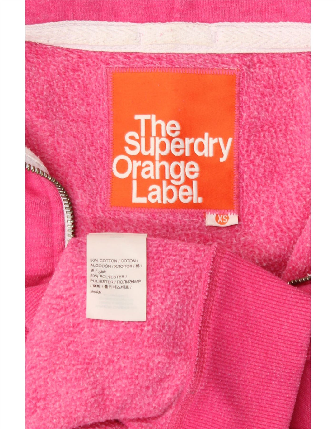 SUPERDRY Damen-Kapuzenpullover mit Reißverschluss, Gr. 6, XS, Rosa, Baumwolle