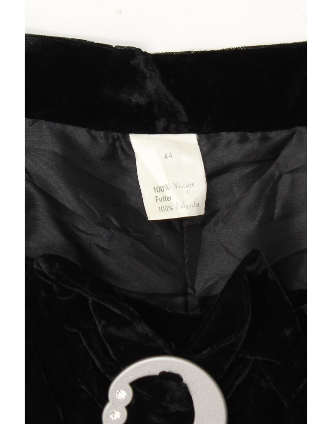 VINTAGE Damen Samtrock mit hoher Taille und ausgestelltem Rock IT 44 Medium W28 Schwarz