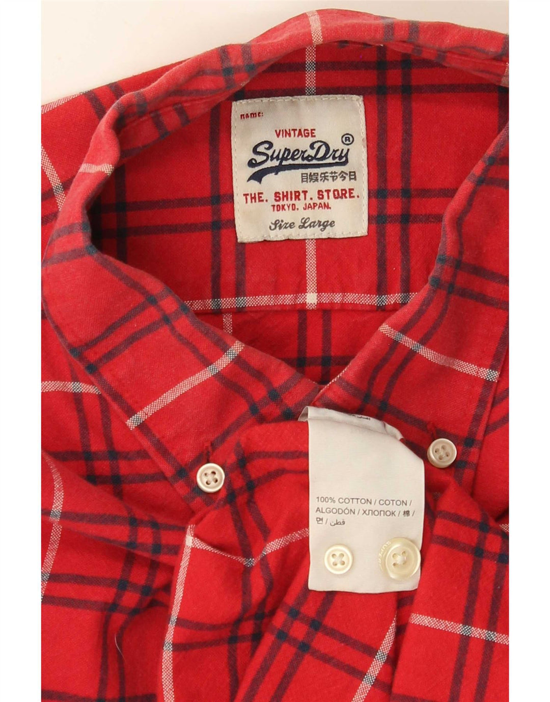 Superdry Herren-Flanellhemd, groß, rot kariert, Baumwolle