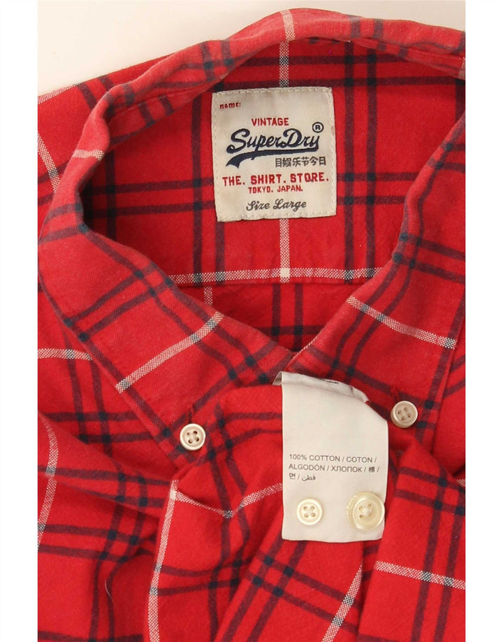 Superdry Herren-Flanellhemd, groß, rot kariert, Baumwolle