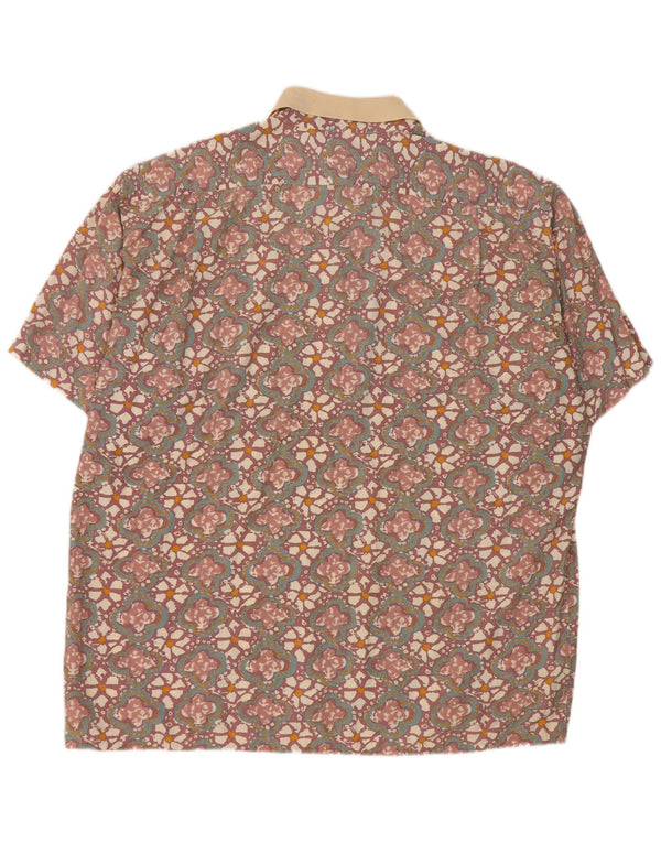 Vintage Herren Kurzarm Pullover Shirt XL Braun Floral Viskose