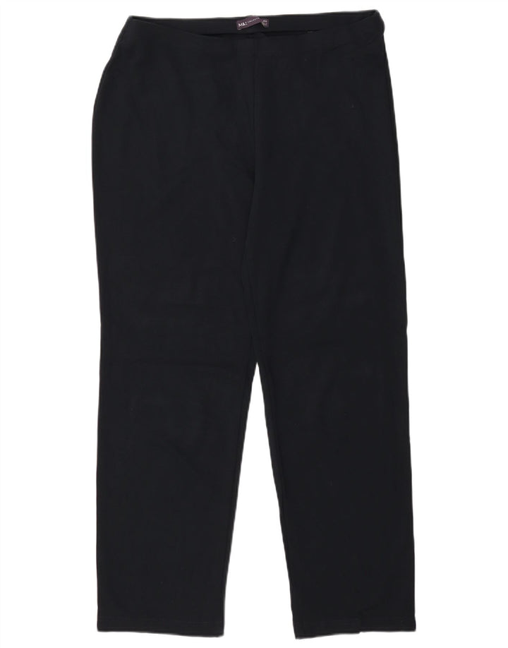 Marks & Spencer Damen Freizeithose UK 14 Large W34 L29 Schwarze Viskose