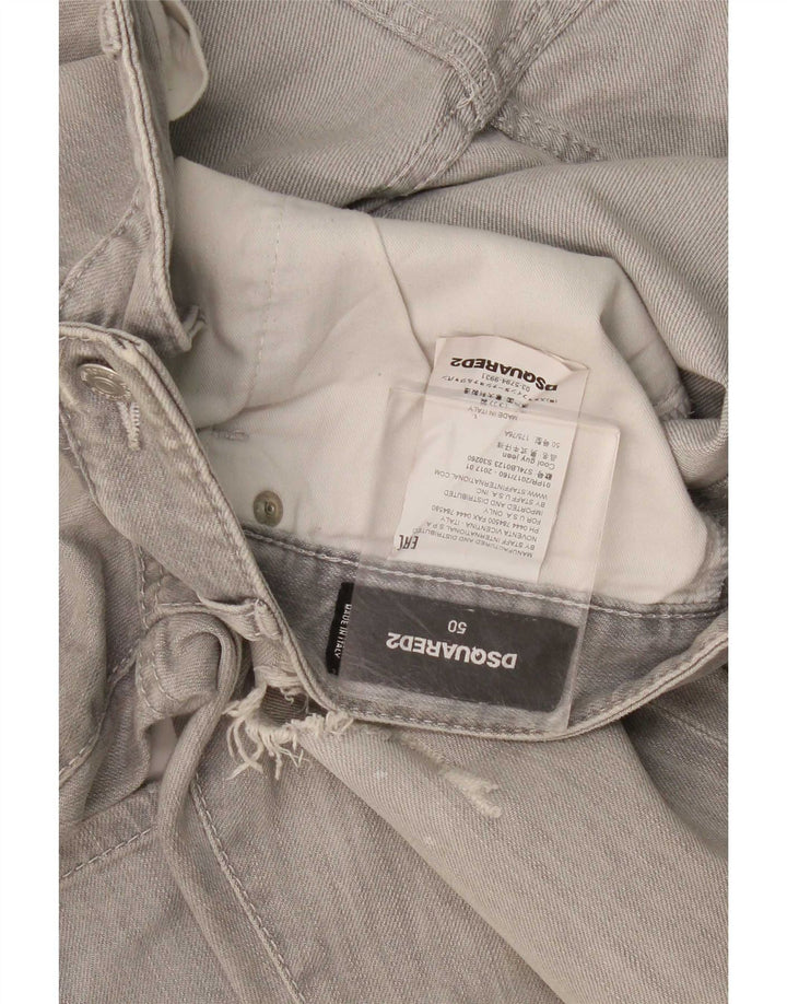 Dsquared2 Damen Distressed Slim Jeans IT 50 XL W36 L35 Graue Baumwolle