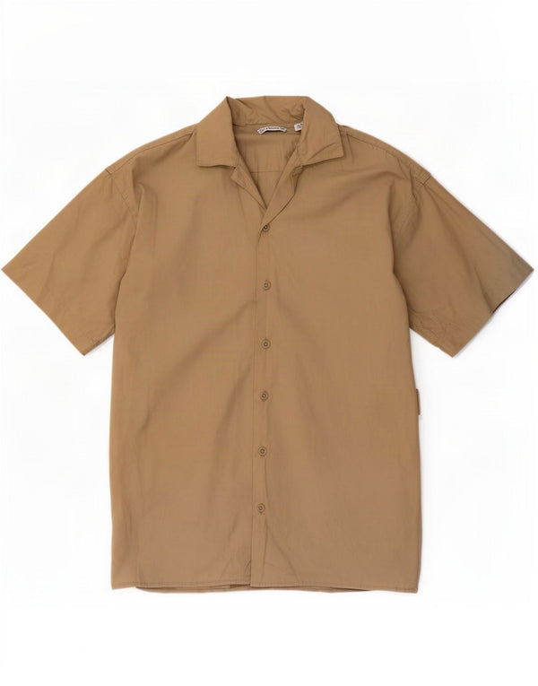 Jack & Jones Herren Kurzarm-Loose-Fit-Hemd XS Beige Baumwolle