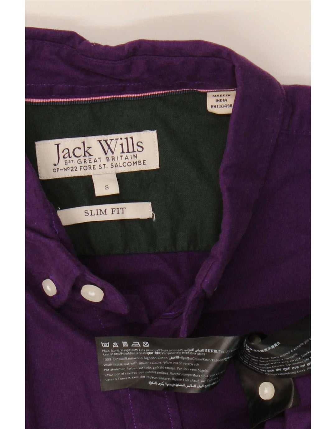 Jack Wills Slim-Fit-Hemd für Herren, Größe S, Lila, Baumwolle