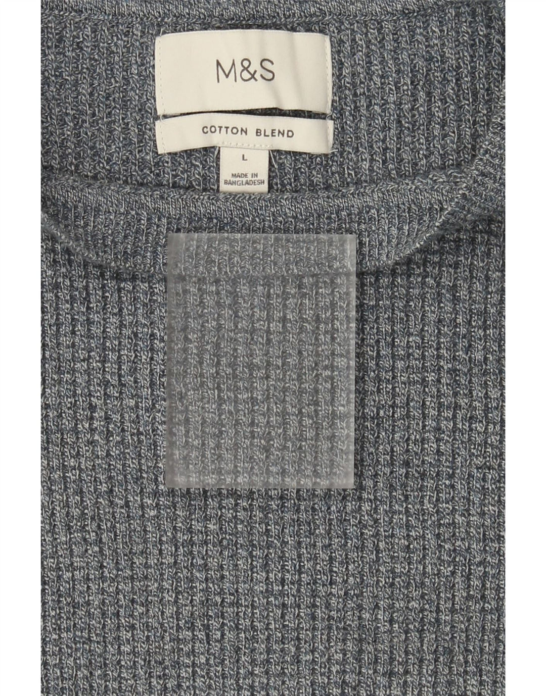 Marks & Spencer Herren-Pullover mit U-Boot-Ausschnitt, groß, grau gesprenkelte Baumwolle