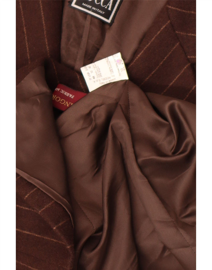 Cinzia Rocca Damen 2-Knopf-Blazerjacke UK 16 Große braun gestreifte Wolle