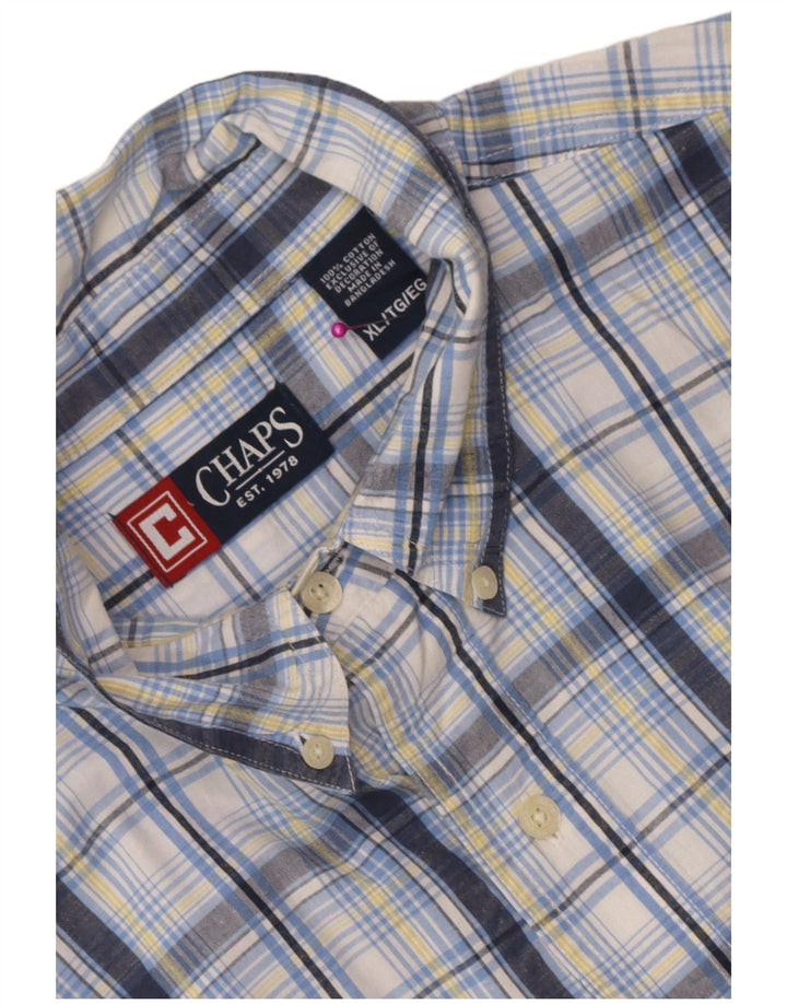 Chaps Herren-Kurzarmhemd XL, blau kariert, Baumwolle