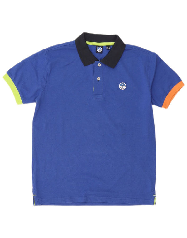 North Sails Jungen-Poloshirt, 13–14 Jahre, blaue Colourblock-Baumwolle