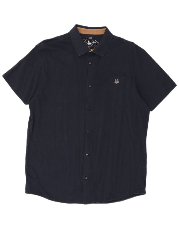 Harmont & Blaine Herren-Hemd, kurzärmelig, reguläre Passform, 3XL, Marineblau, Baumwolle