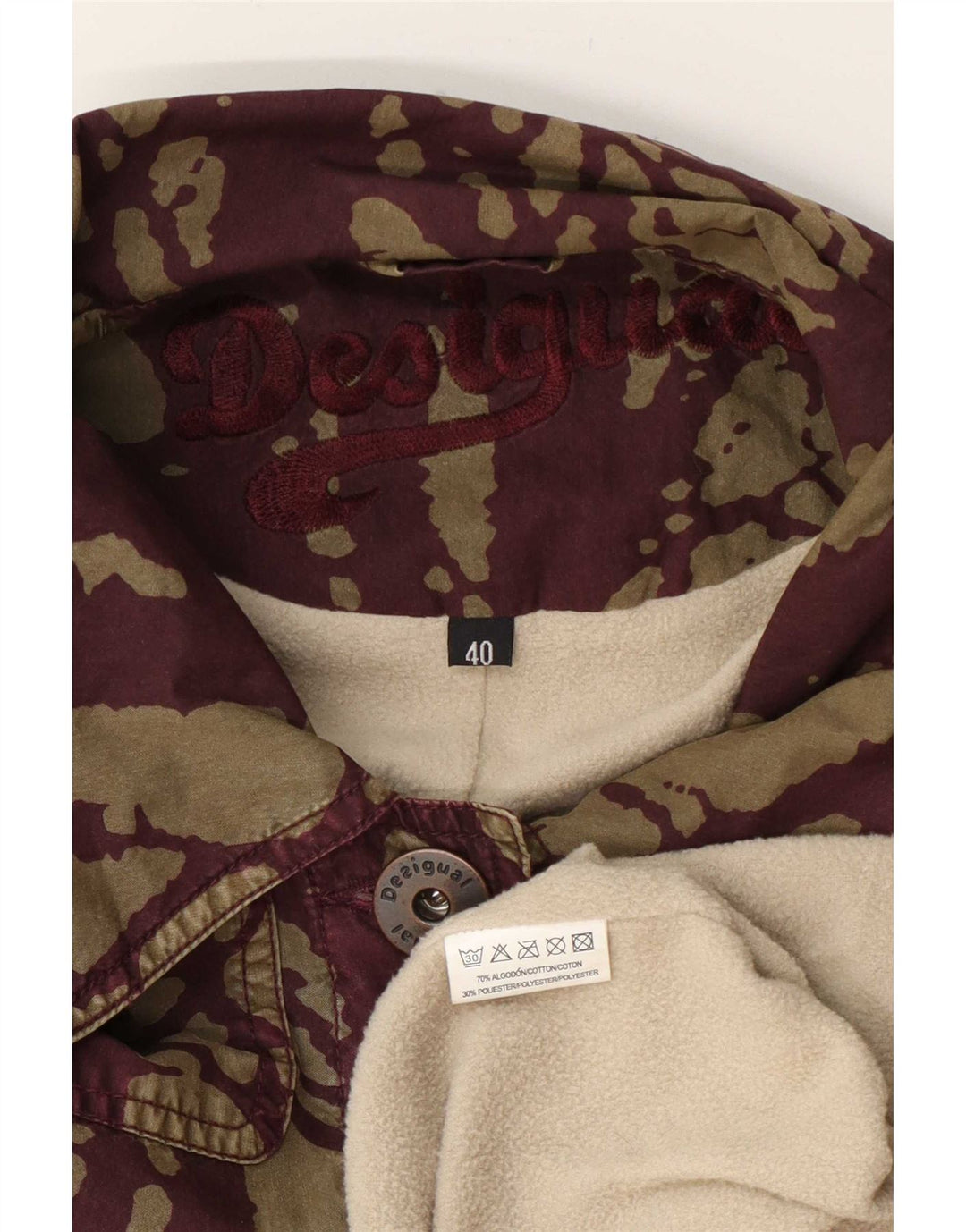 Desigual Damen-Windbreaker-Mantel mit abstraktem Muster, EU 40, mittelgrüne Baumwolle