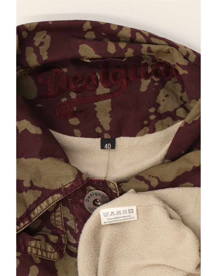 Desigual Damen-Windbreaker-Mantel mit abstraktem Muster, EU 40, mittelgrüne Baumwolle