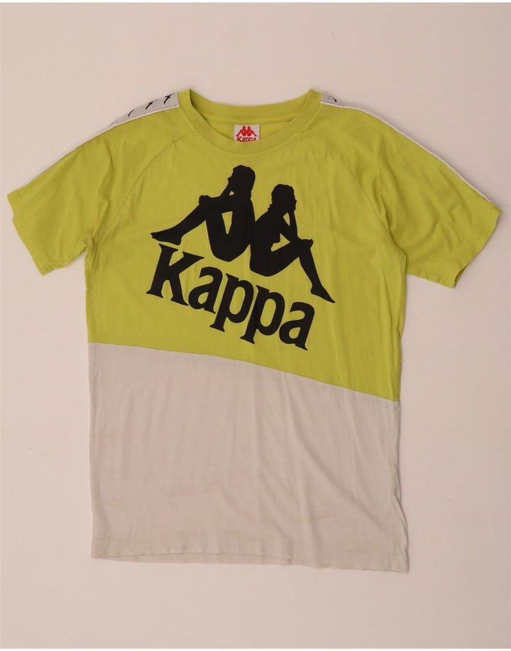 Kappa Herren Grafik-T-Shirt-Oberteil aus mittelgrüner Colourblock-Baumwolle
