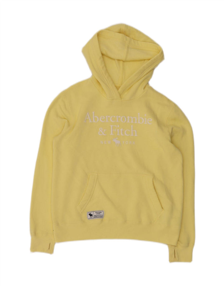 ABERCROMBIE & FITCH Kapuzenpullover mit Grafik für Mädchen, 13–14 Jahre, gelbe Baumwolle