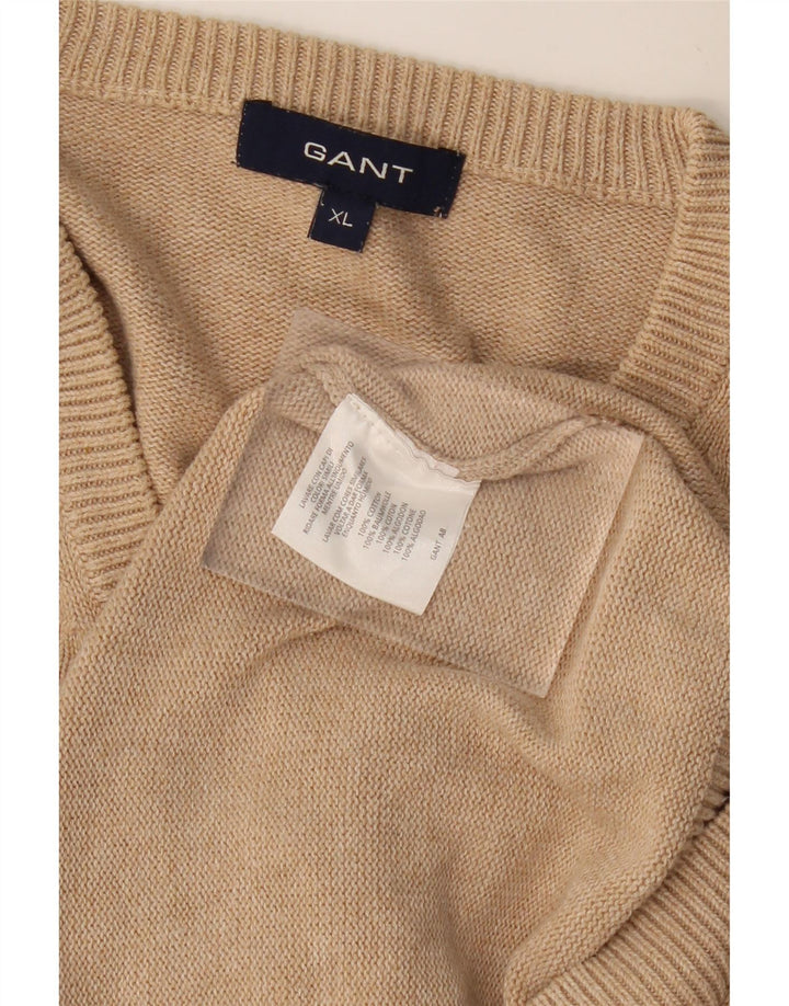GANT Herren-Pullover mit V-Ausschnitt, XL, beige Baumwolle