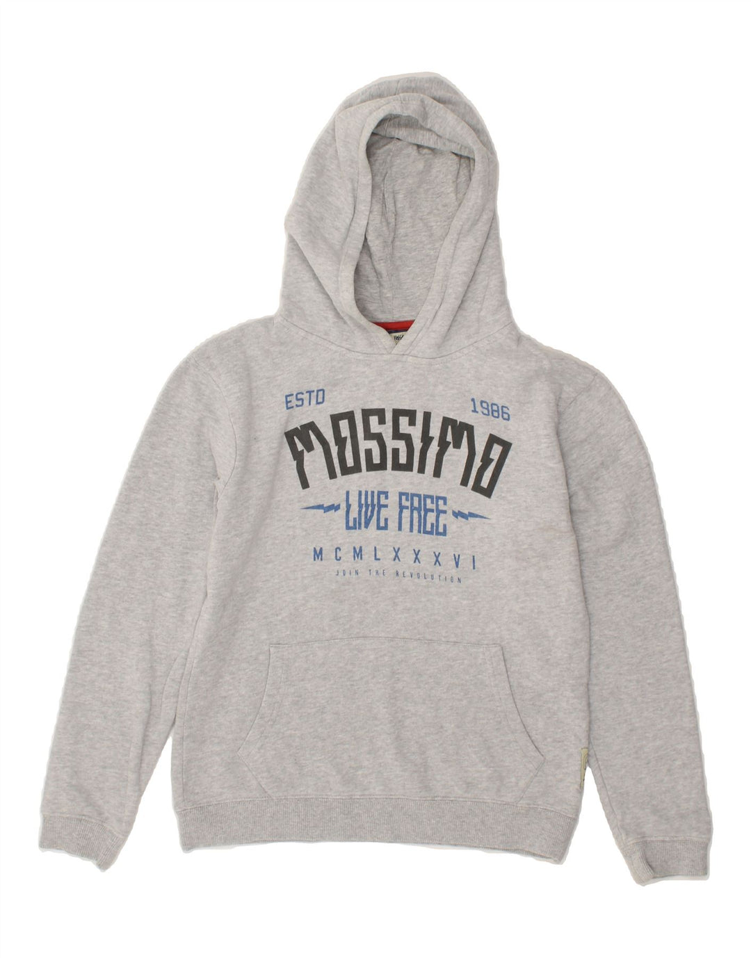 MOSSIMO Boys Graphic Hoodie Jumper 9-10 Years Grey Cotton Vintage Mossimo and Second-Hand Mossimo from Messina Hembry 