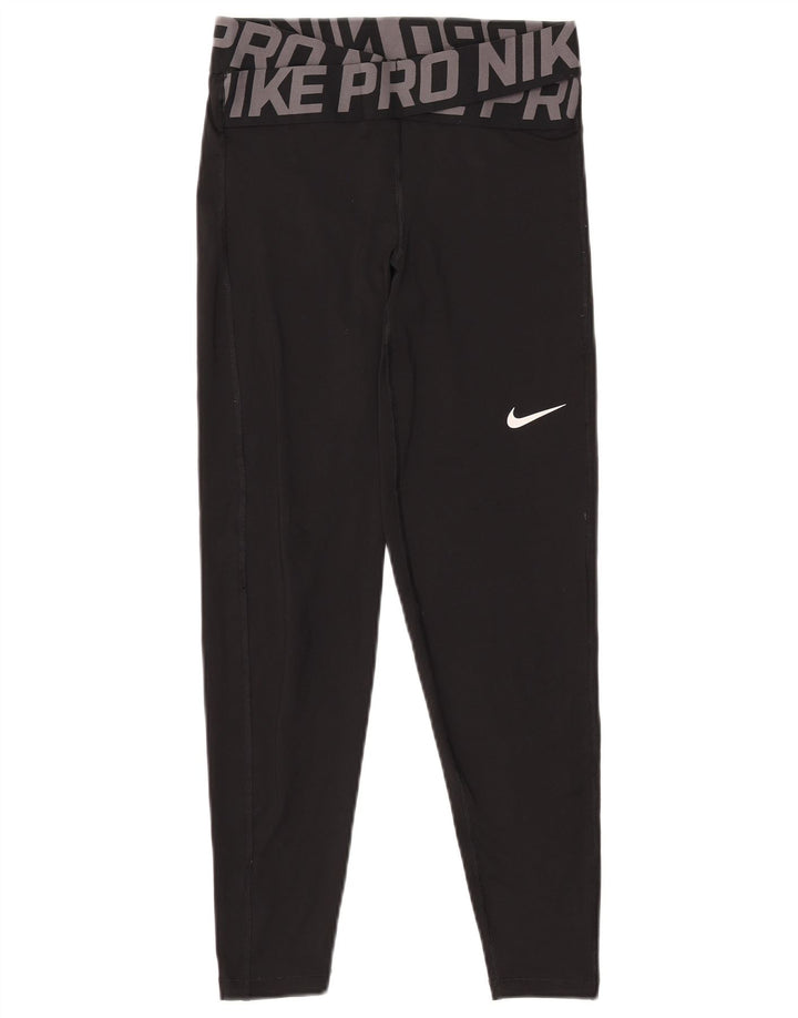 NIKE Womens Dri Fit Graphic Leggings UK 10 Small Schwarz Polyester